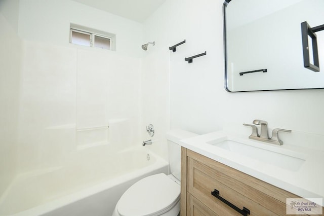 full bathroom with vanity, toilet, and bathing tub / shower combination