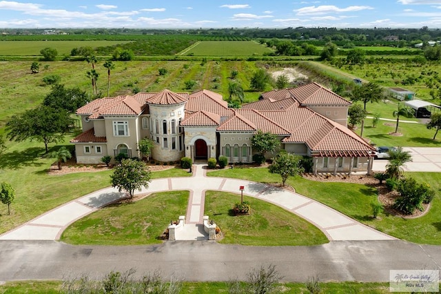 bird's eye view with a rural view