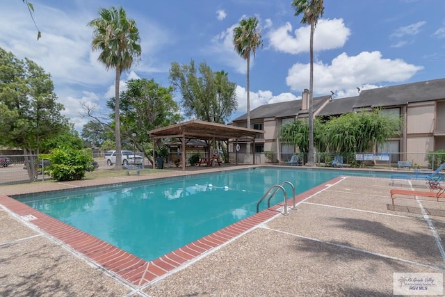 view of pool with a gazebo