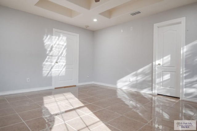 6724 Pino Verde Dr, Brownsville, TX 78526 - unfurnished room featuring recessed lighting, tile patterned flooring, visible vents, a ceiling fan, and baseboards