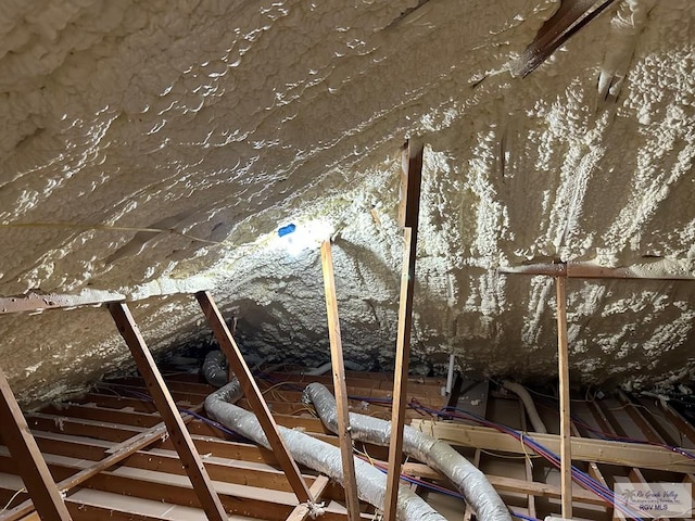 view of unfinished attic