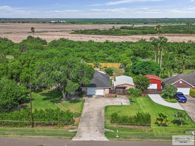 bird's eye view with a rural view