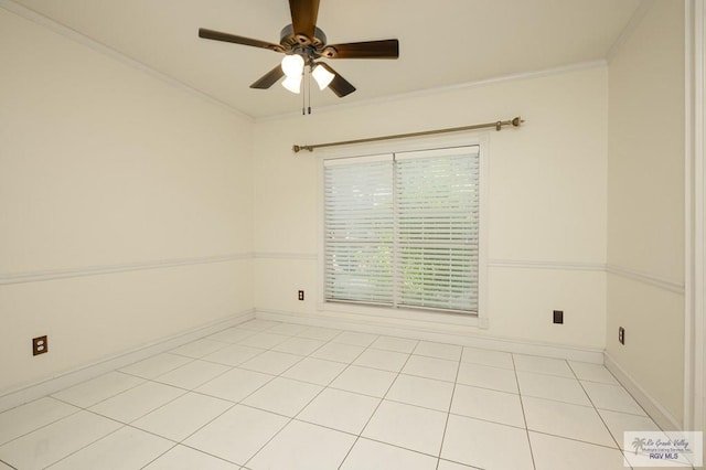 212 E Xenops Ave, Mcallen, TX 78504 - empty room with a ceiling fan, ornamental molding, and light tile patterned floors