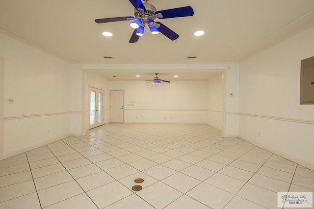 212 E Xenops Ave, Mcallen, TX 78504 - spare room featuring ceiling fan, light tile patterned floors, crown molding, and recessed lighting