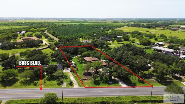 28880 Bass Blvd, Harlingen, TX 78552 - overview of rural landscape featuring property boundaries highlighted