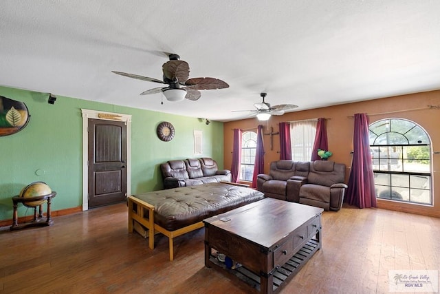 28880 Bass Blvd, Harlingen, TX 78552 - living room featuring wood finished floors and a ceiling fan
