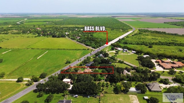 28880 Bass Blvd, Harlingen, TX 78552 - aerial view of sparsely populated area with property parcel outlined and abundant farmland