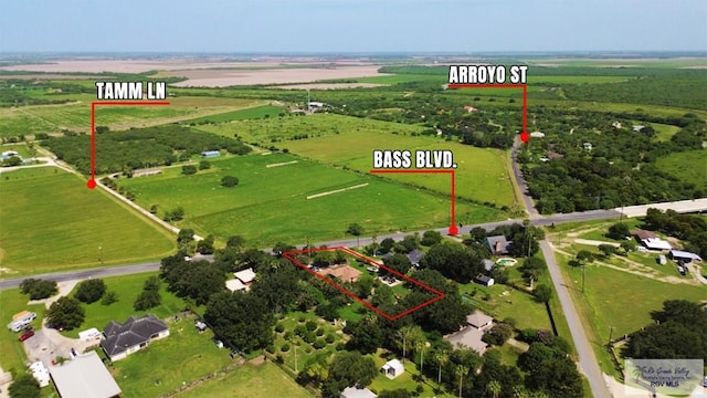 28880 Bass Blvd, Harlingen, TX 78552 - aerial view of sparsely populated area featuring property boundaries highlighted