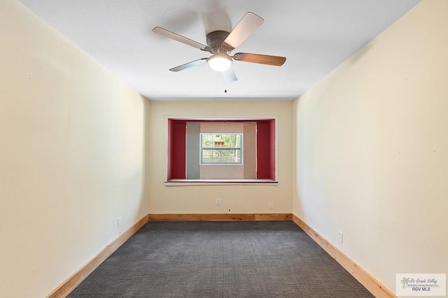 28880 Bass Blvd, Harlingen, TX 78552 - empty room featuring dark carpet and ceiling fan