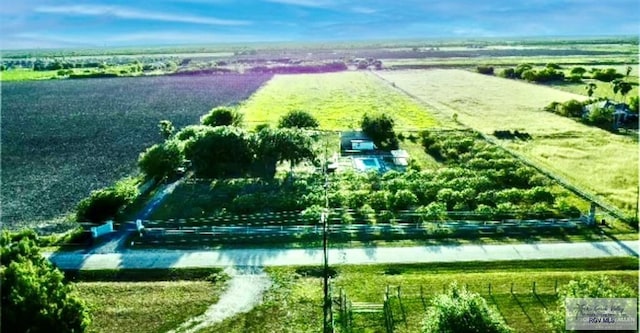 aerial view featuring a water view and a rural view