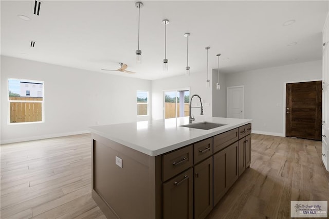 2507 E Solar Dr Lot 45, Mission, TX 78501 - kitchen featuring ceiling fan, light wood-type flooring, a kitchen island with sink, and sink