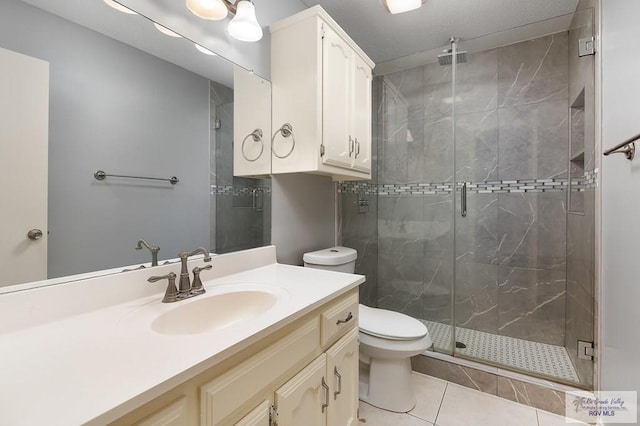 3100 Umar Ave, Mcallen, TX 78504 - full bath with a shower stall, vanity, toilet, and tile patterned floors