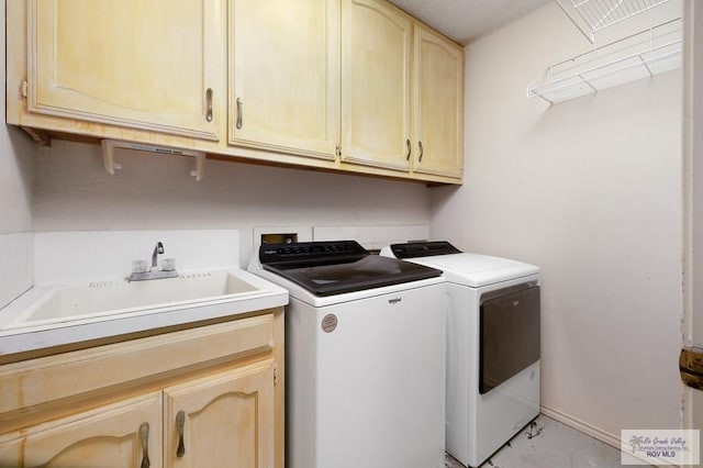 3100 Umar Ave, Mcallen, TX 78504 - washroom with cabinet space, washer and dryer, and baseboards