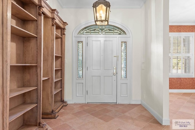 entryway with ornamental molding