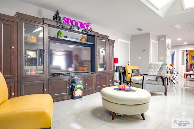 view of tiled living room