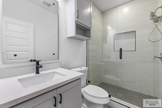 9718 Alexis Ave, Harlingen, TX 78550 - full bath with toilet, vanity, a stall shower, and visible vents
