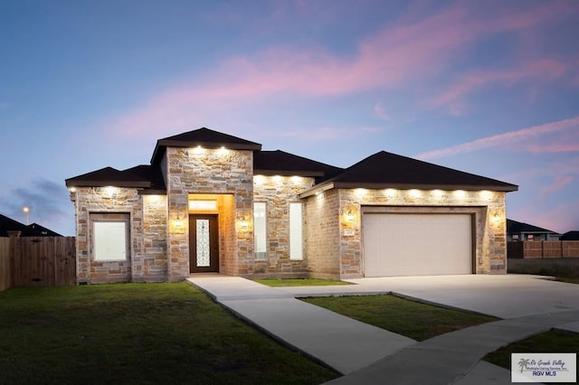 view of front of house with a garage