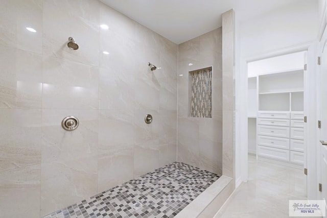 bathroom with tiled shower