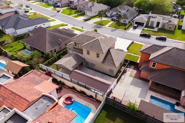 bird's eye view with a residential view
