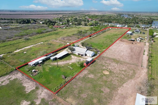 aerial view with a rural view