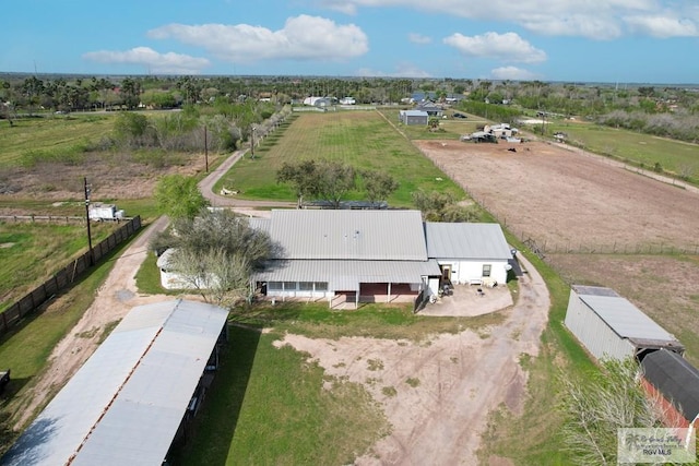 drone / aerial view with a rural view