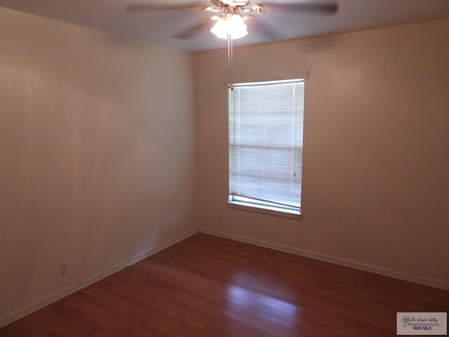 55 Carlton Dr, Brownsville, TX 78521 - empty room with ceiling fan, wood finished floors, and baseboards