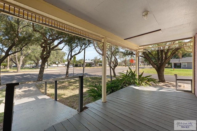 wooden deck with covered porch