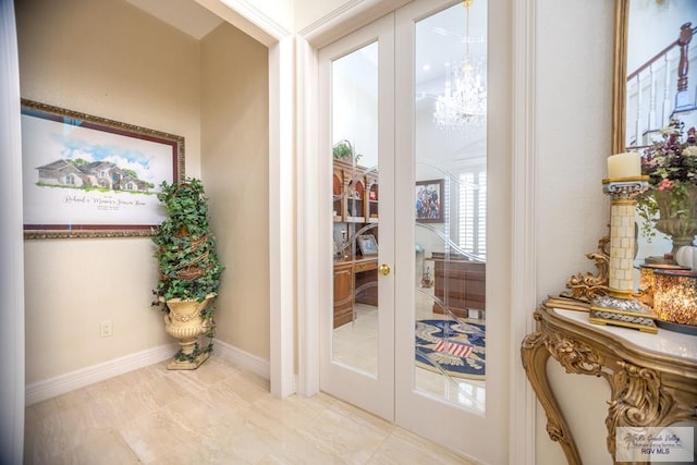 doorway to outside featuring french doors