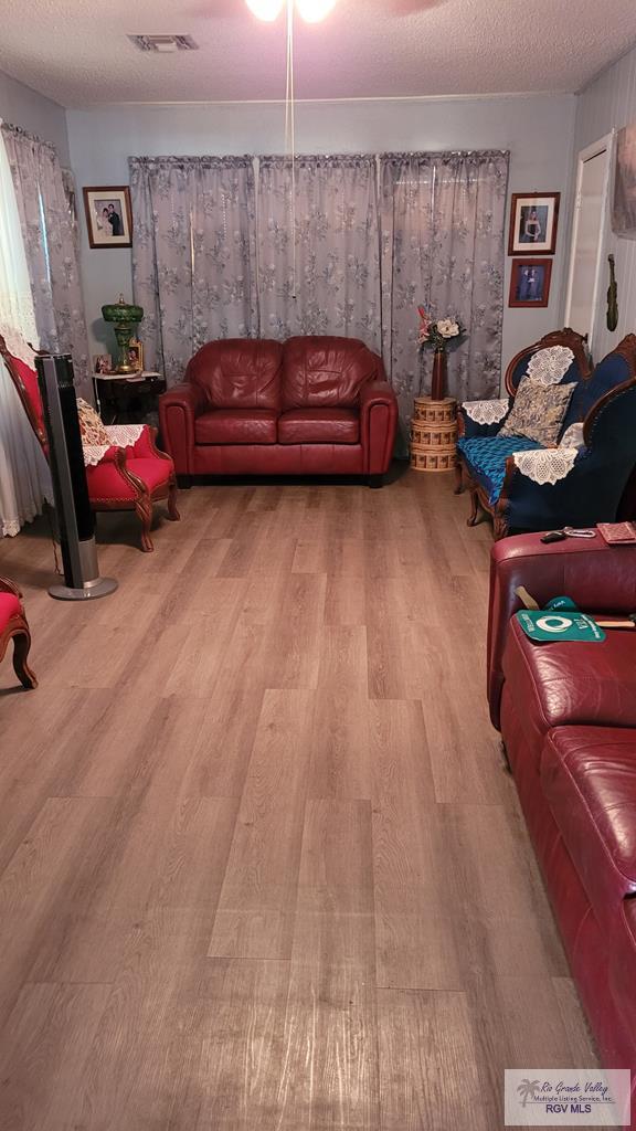 409 E Pine Ave Unit 0, La Feria, TX 78559 - living area featuring wood finished floors and a textured ceiling