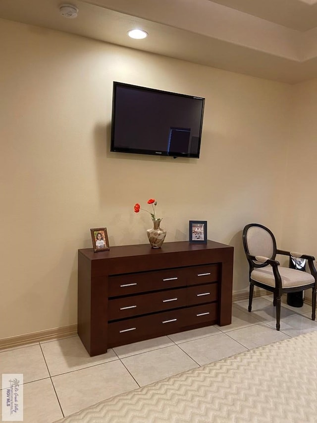 interior space featuring light tile patterned floors