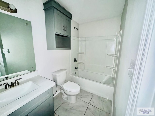 43 El Paso Rd, Brownsville, TX 78520 - full bath with vanity, toilet, marble finish floor, and washtub / shower combination