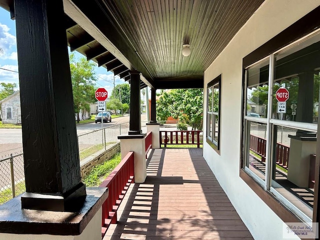 deck with a porch