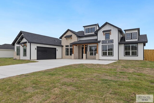 25219 Chelsea Ln, Harlingen, TX 78552 - modern inspired farmhouse with board and batten siding, concrete driveway, and an attached garage