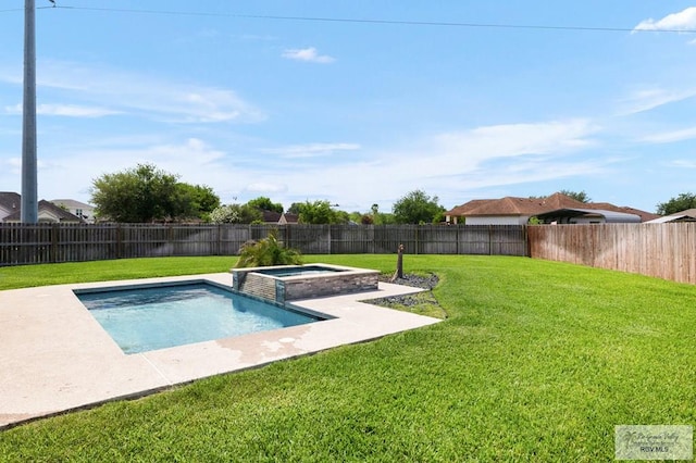 3214 W Hapner St, Harlingen, TX 78550 - view of pool with a fenced backyard, a pool with connected hot tub, and a patio area