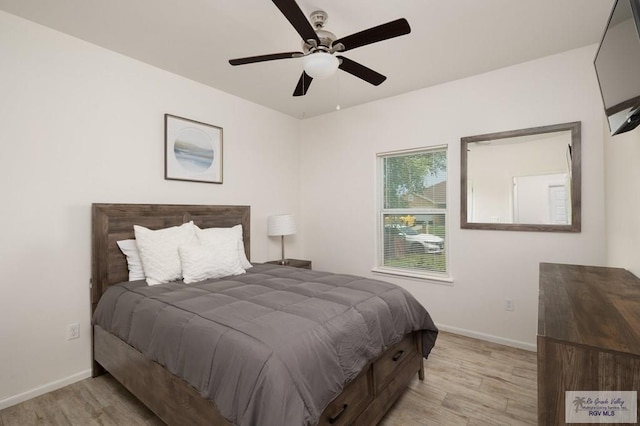 3214 W Hapner St, Harlingen, TX 78550 - bedroom featuring light wood-style floors and a ceiling fan
