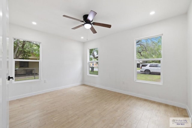 1522 Ball St, Harlingen, TX 78550 - empty room featuring healthy amount of natural light, light wood-style floors, recessed lighting, and a ceiling fan