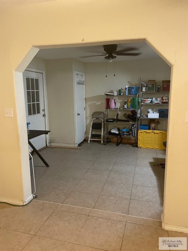 2402 Ed Carey Dr Unit 33, Harlingen, TX 78550 - dining room with ceiling fan and tile patterned flooring