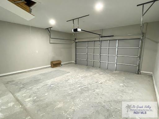 garage with a garage door opener