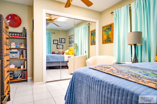 238 Starcrest Dr, Brownsville, TX 78521 - bedroom with light tile patterned flooring, a closet, and ceiling fan