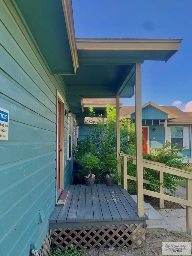 wooden deck with covered porch