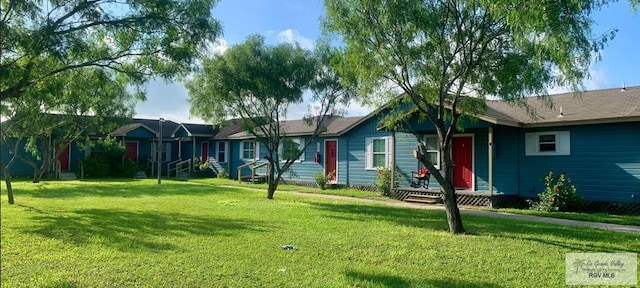 ranch-style house with a front lawn