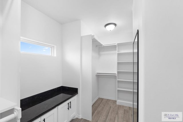 spacious closet with light hardwood / wood-style floors