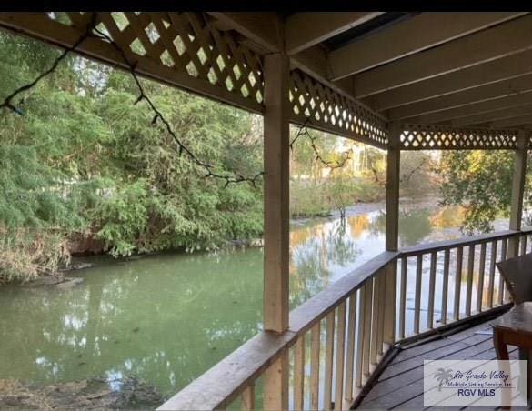 view of dock featuring a water view