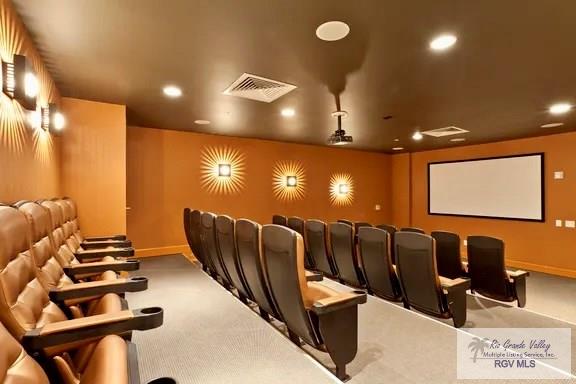310A Padre Blvd Unit 803, South Padre Island, TX 78597 - carpeted home theater room featuring recessed lighting and baseboards