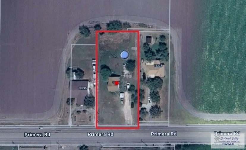 18301 Primera Rd, Harlingen, TX 78552 - map / location with property boundaries highlighted