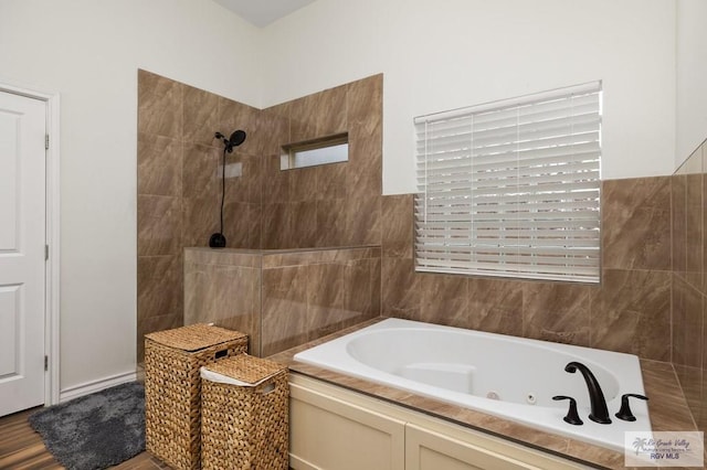 bathroom with plus walk in shower