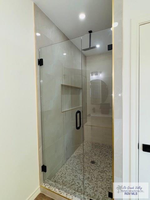 16602 Napper Ln, Primera, TX 78552 - full bathroom with a stall shower and recessed lighting
