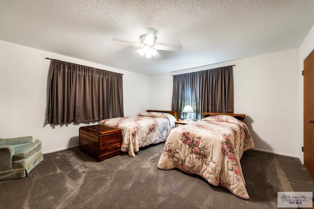 7969 Fm 2099, Lyford, TX 78580 - bedroom with carpet floors, ceiling fan, and a textured ceiling