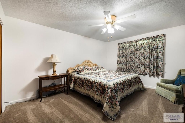 7969 Fm 2099, Lyford, TX 78580 - carpeted bedroom featuring a textured ceiling and a ceiling fan