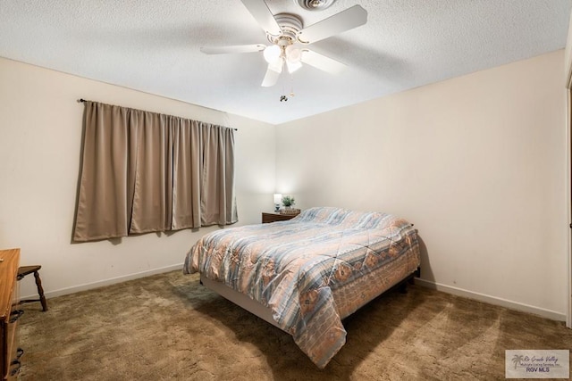 7969 Fm 2099, Lyford, TX 78580 - bedroom featuring carpet floors, a textured ceiling, and ceiling fan